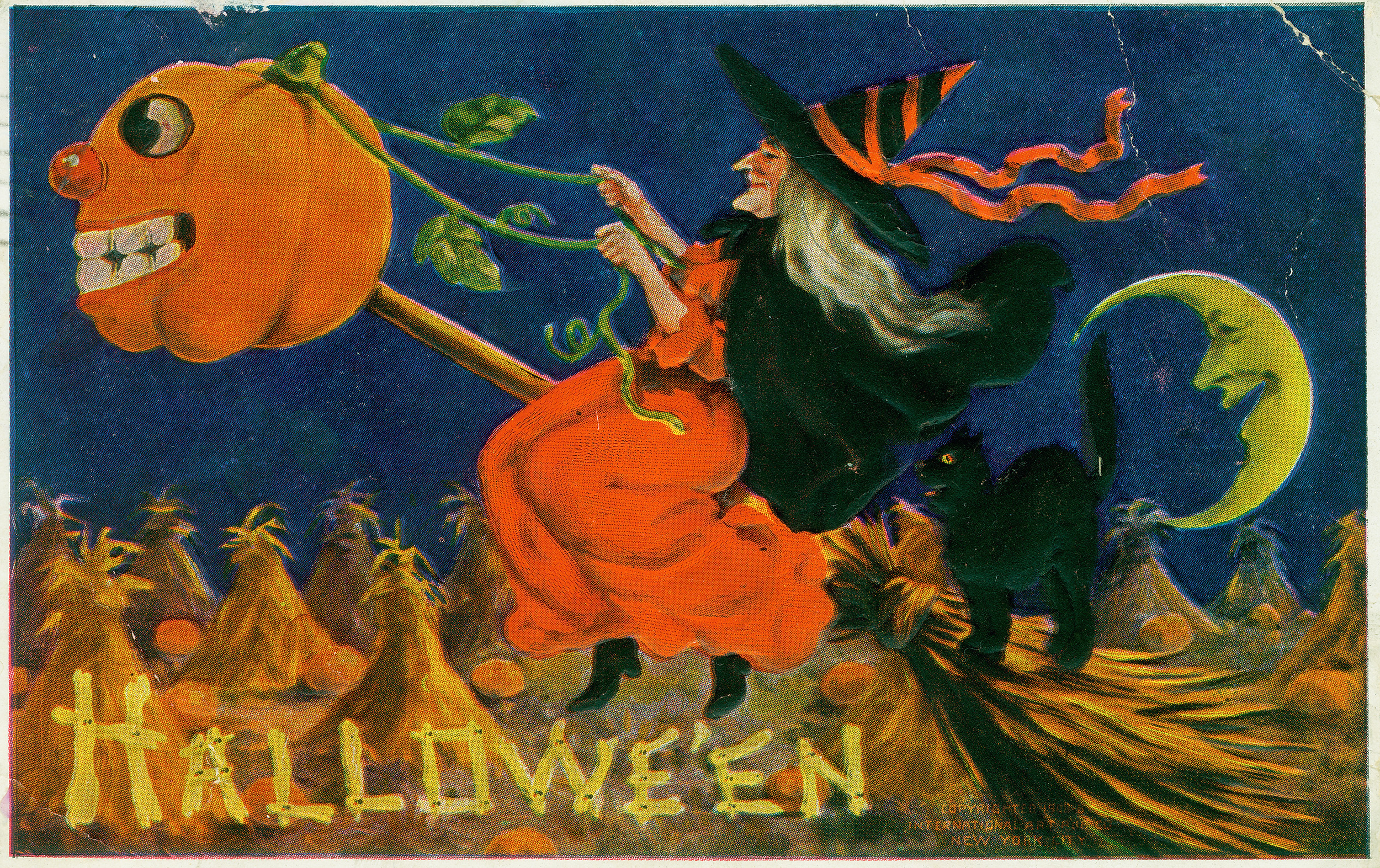 vintage halloween witch postcards