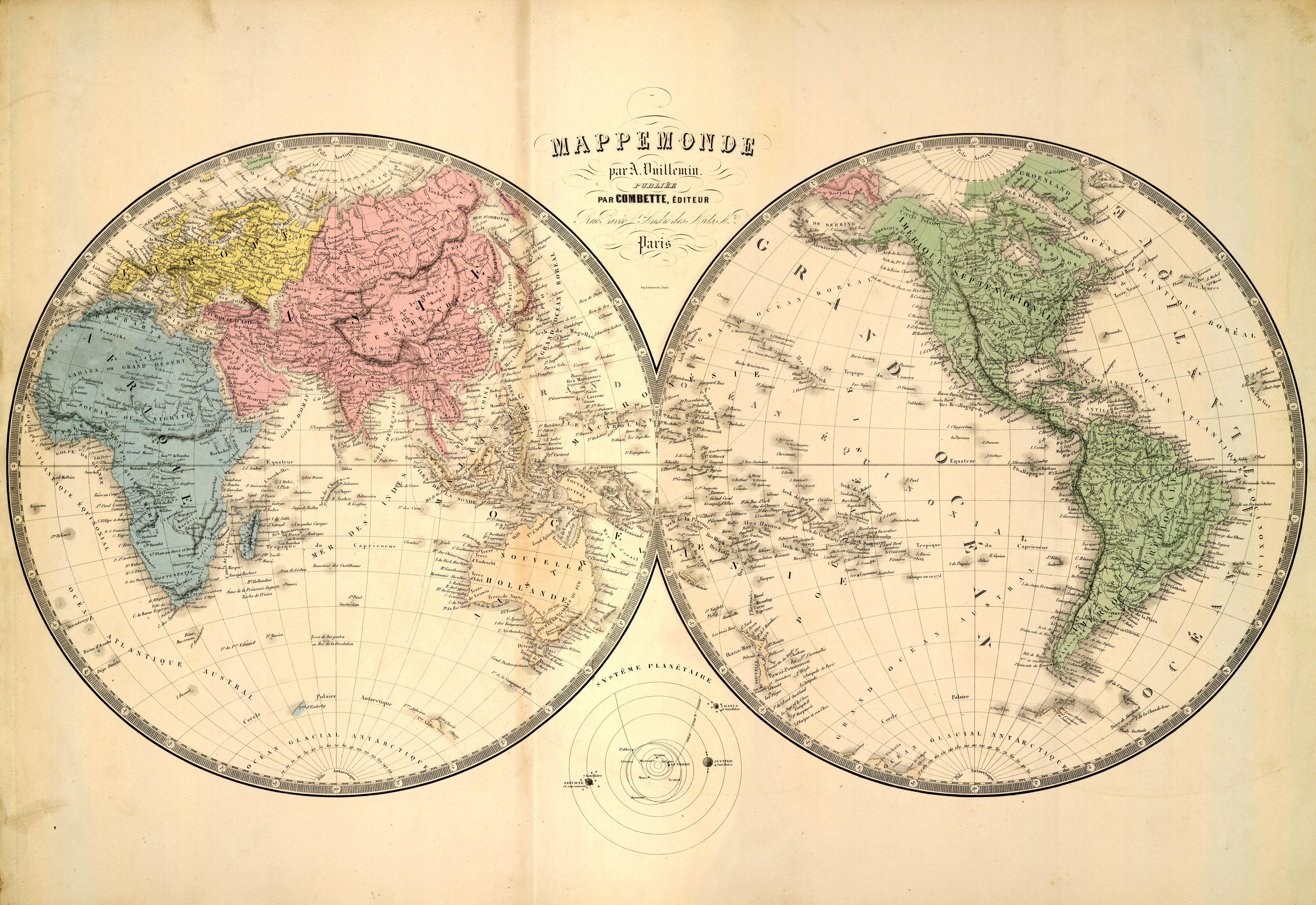 western and eastern hemisphere map