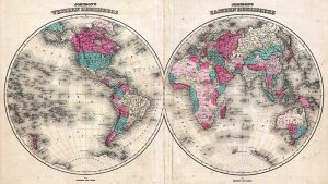 Wonderful Old Hemisphere Maps Of The World To Print - Picture Box Blue