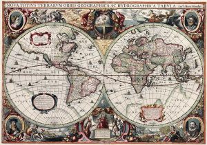 Wonderful Old Hemisphere Maps Of The World To Print - Picture Box Blue