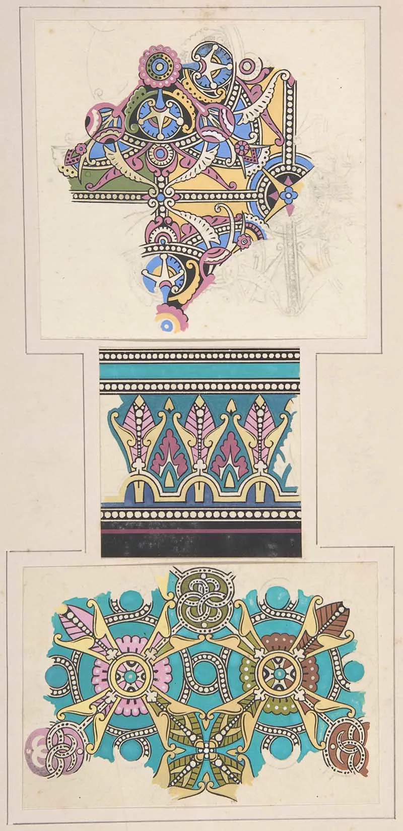 Trio of Christopher Dresser design drawings