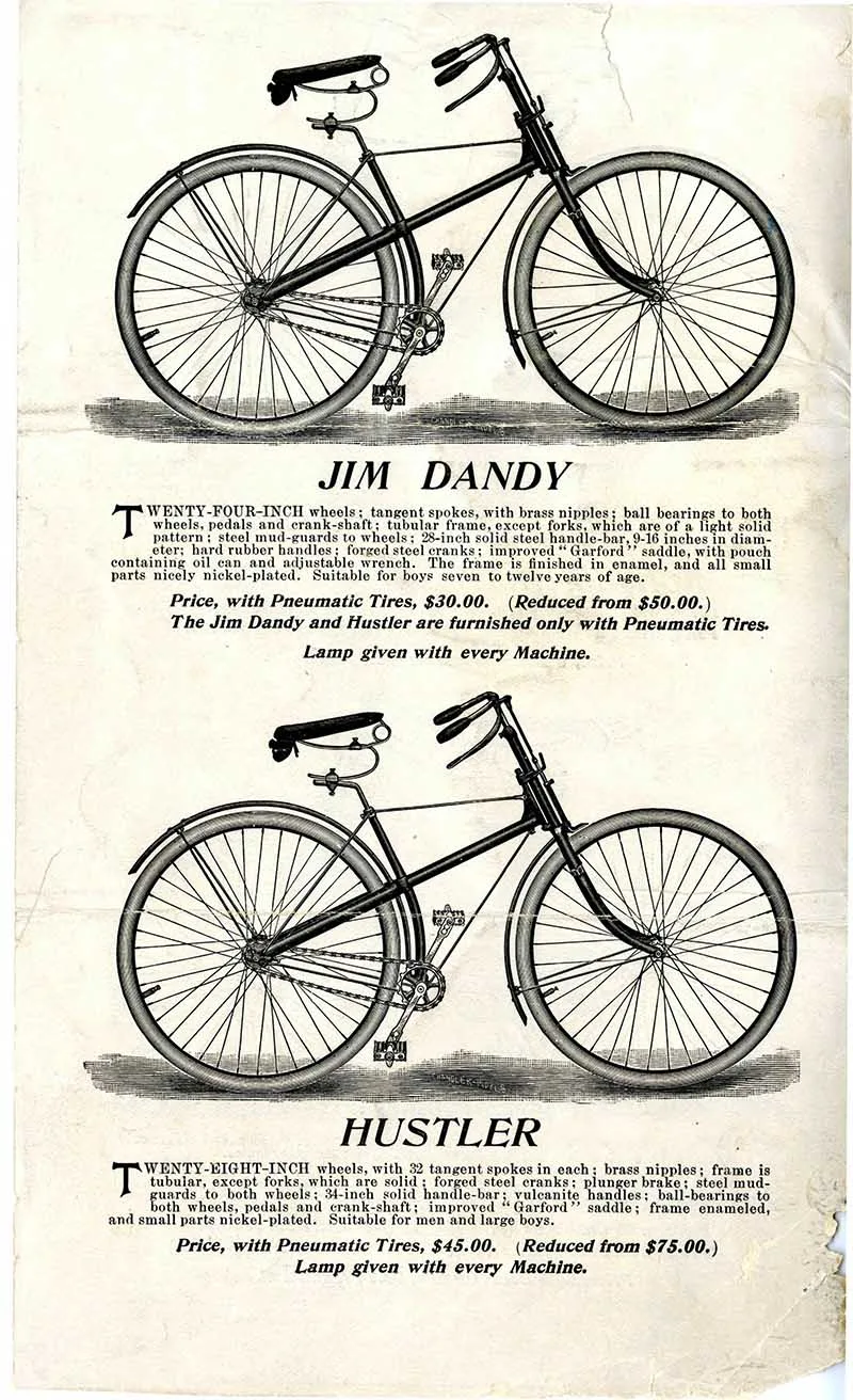 black and white picture of 2 bicycles from Progress Manufacturing advertisement 1894