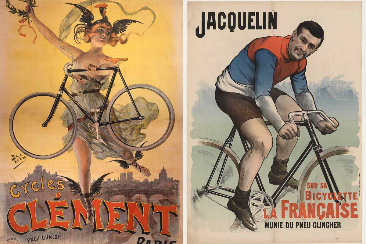 feature image featuring 2 vintage cycling poster ads