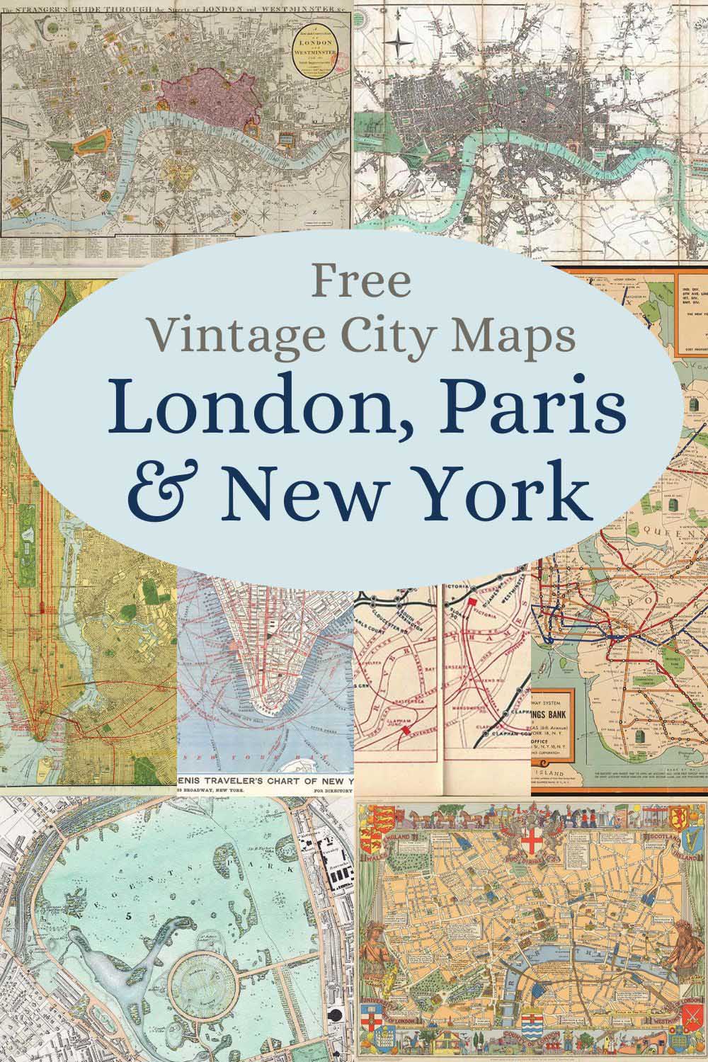 Free city maps of London Paris and New York