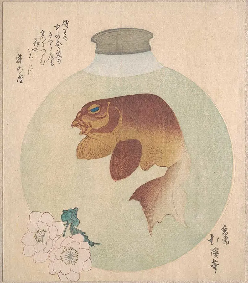 Gold-Fish in a Glass Bottle - Totoya Hokkei