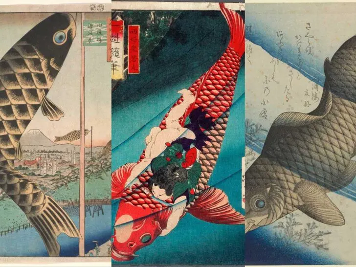 collage of three vintage japanese woodblocks of fish feature image