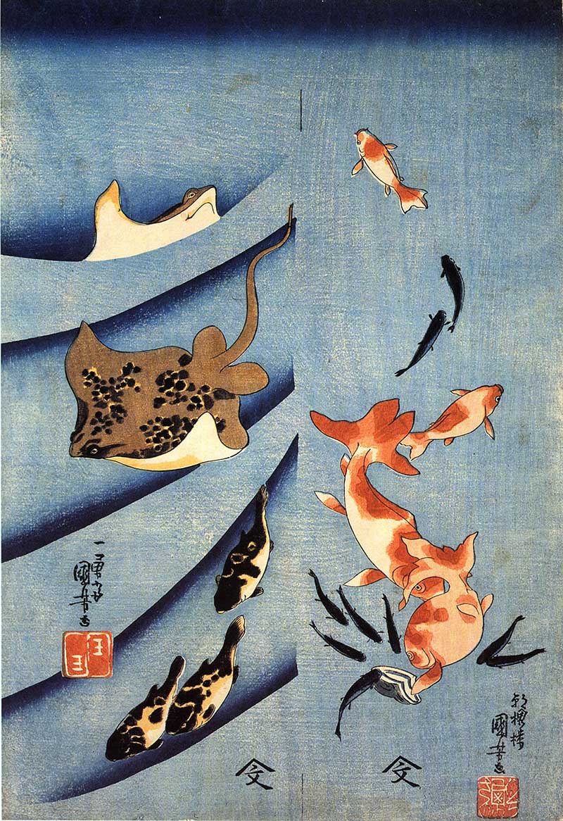 Kuniyoshi Utagawa Stingray fish woodblock print