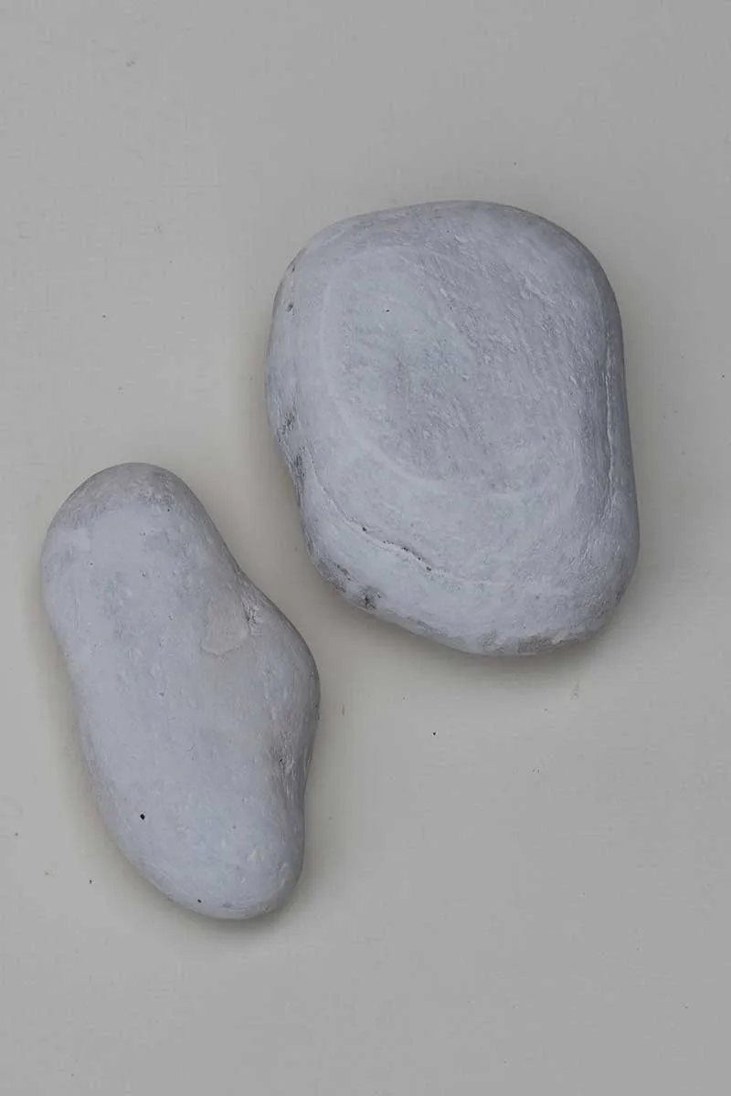 two whitewashed rocks ready for image transfer