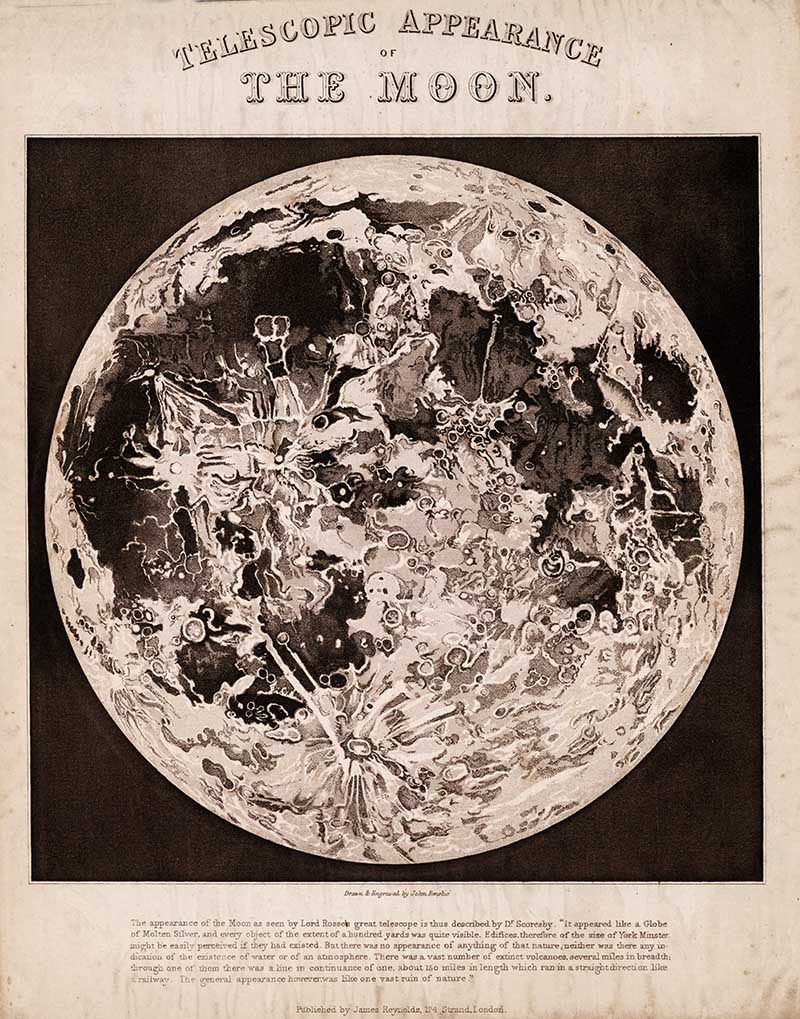 telescopic appearance of the moon uncoloured print