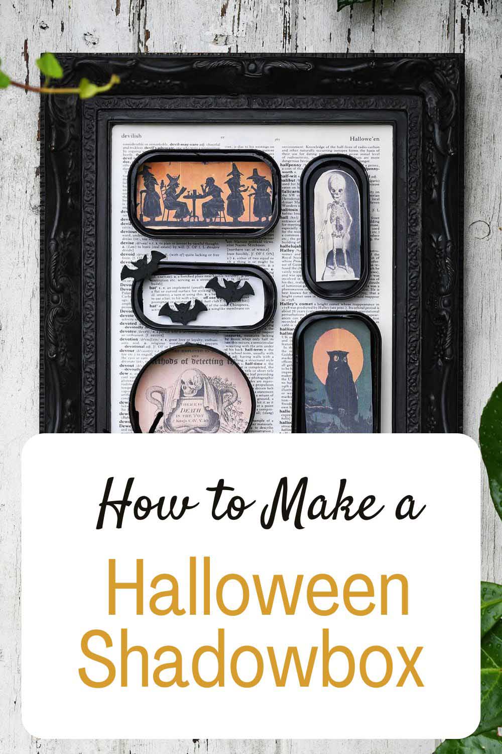 Halloween shadow box with text overlay