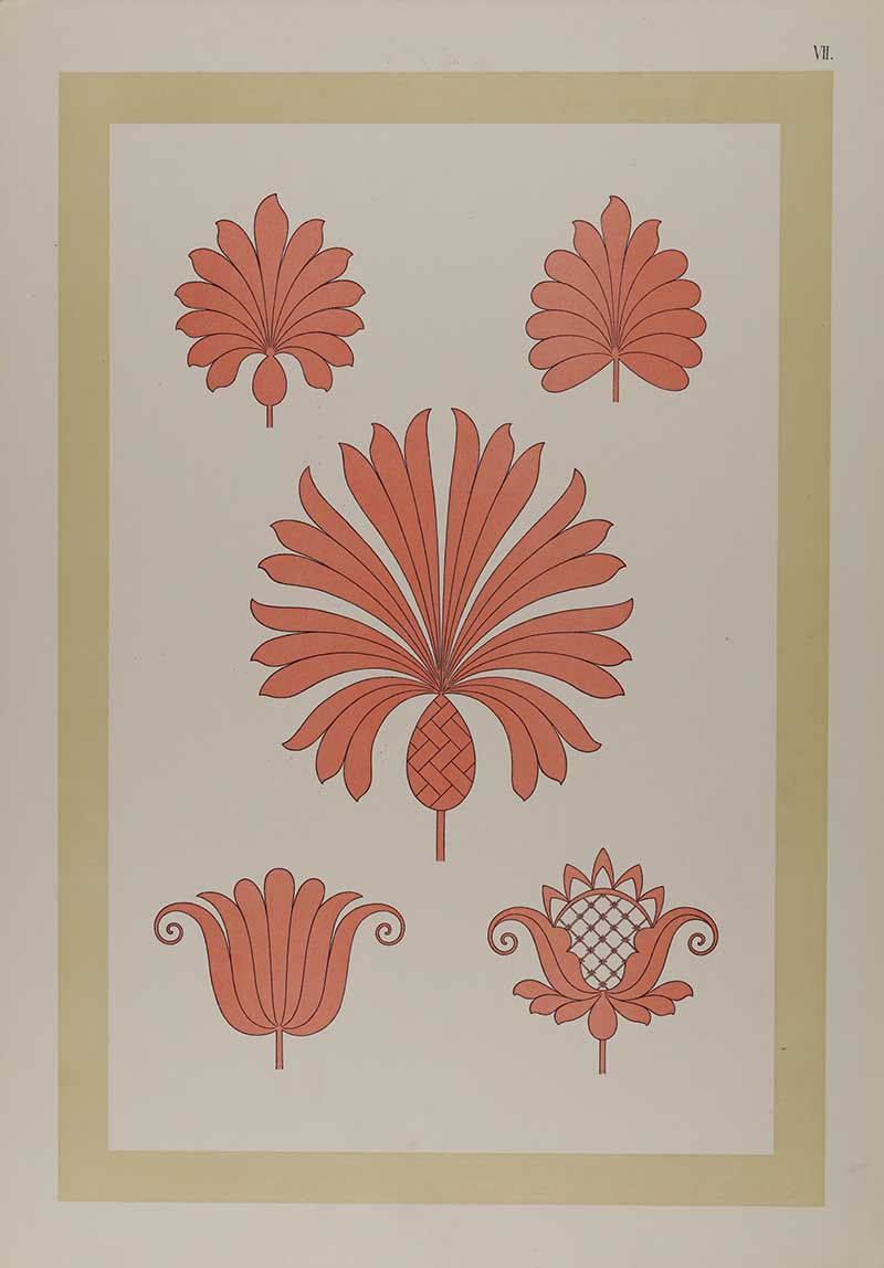 Vintage folk art pattern of orange motif