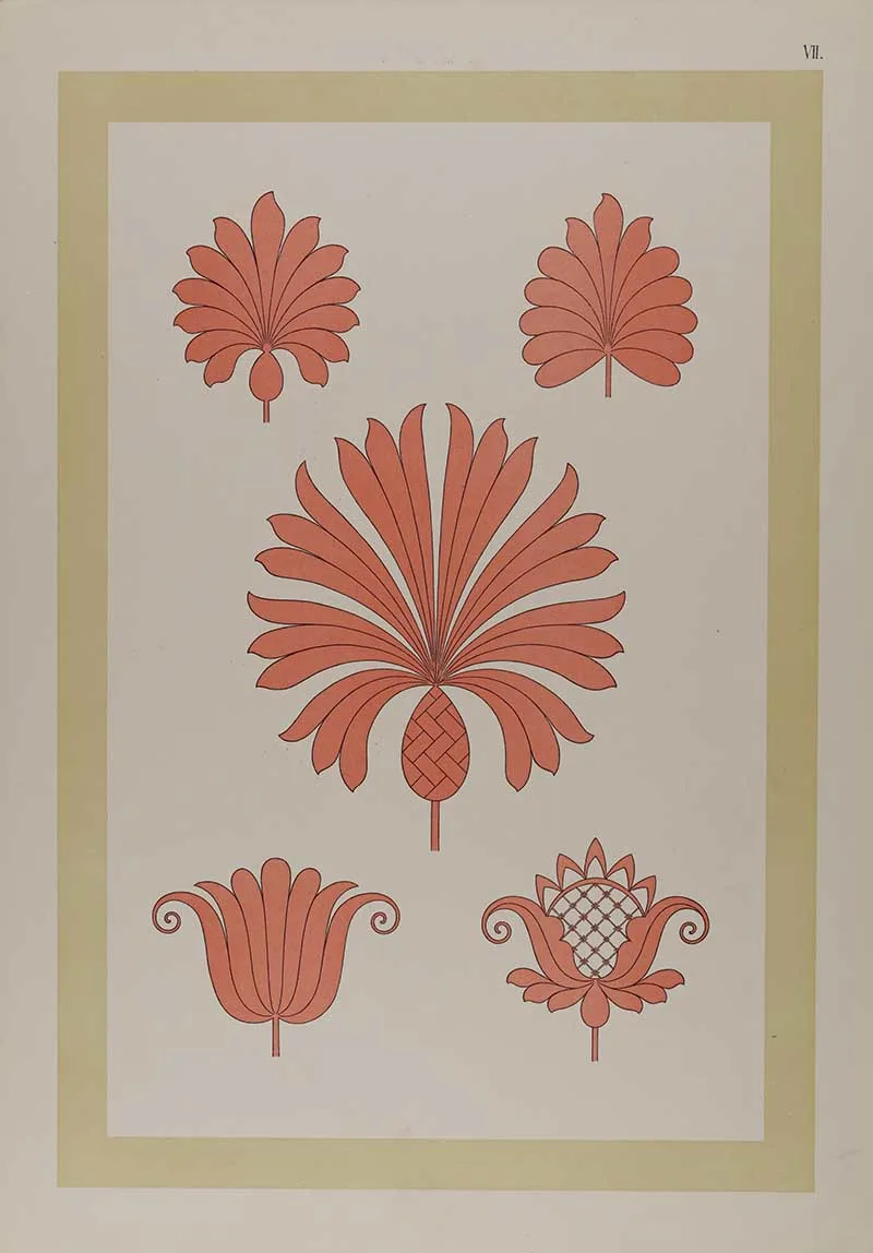 Vintage folk art pattern of orange motif