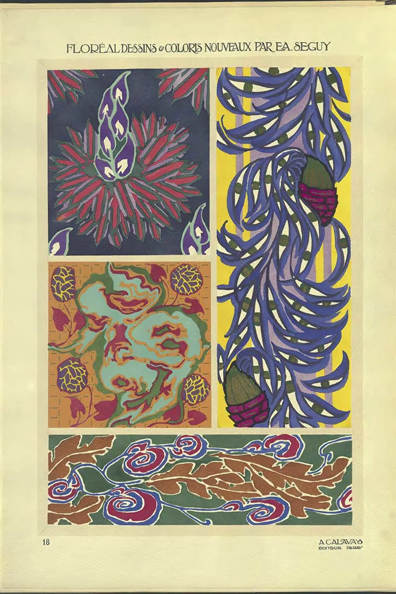 Plate 18 of Floreal Dessins by EA Séguy abstract flower patterns art Nouveau style