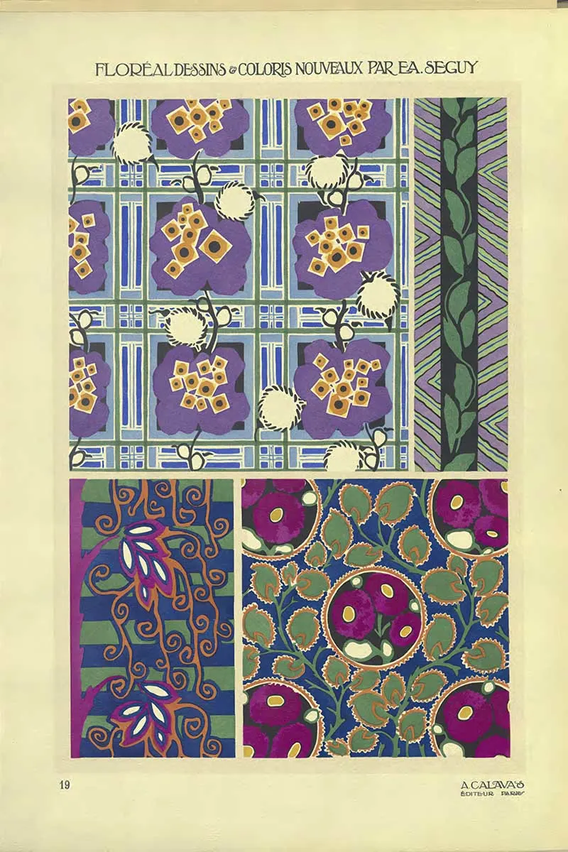 Plate 19 of Floreal Dessins by EA Séguy abstract flower patterns art Nouveau style