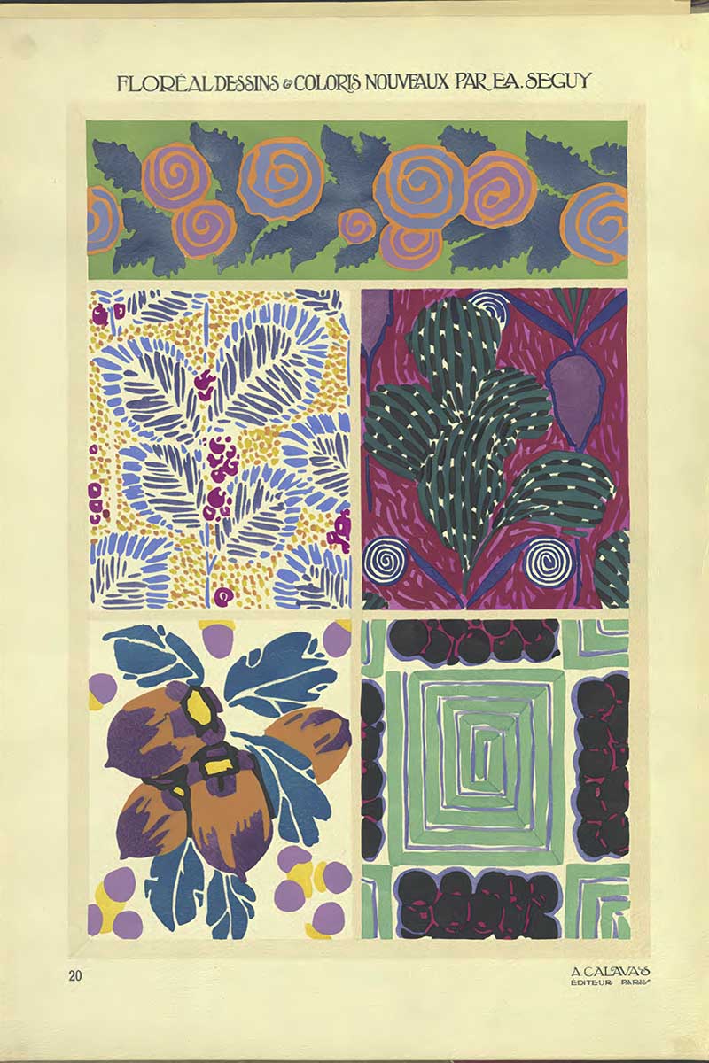 Plate 19 of Floreal Dessins by EA Séguy abstract flower patterns art Nouveau style