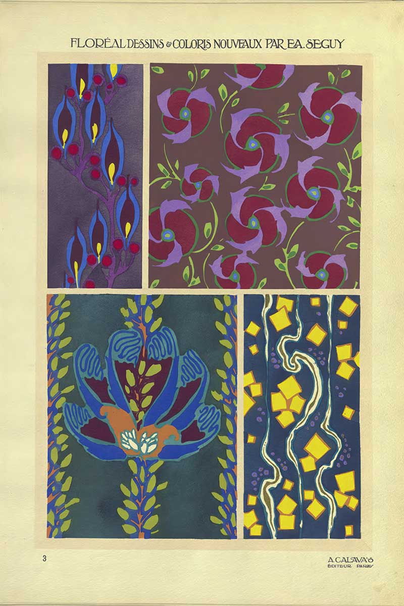 Plate 3 of Floreal Dessins by EA Séguy abstract flower patterns art Nouveau style