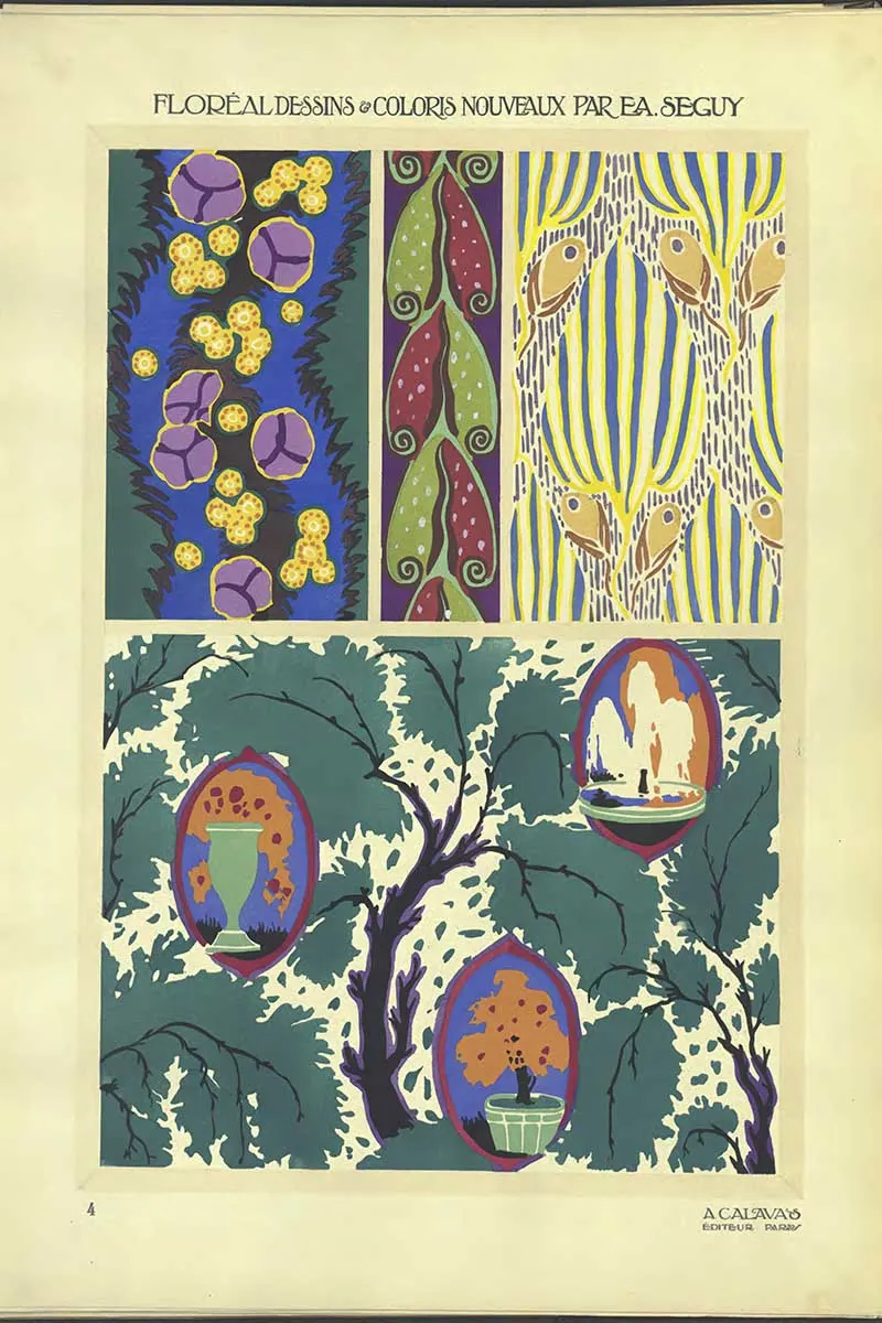 Plate 4 of Floreal Dessins by EA Séguy abstract flower patterns art Nouveau style